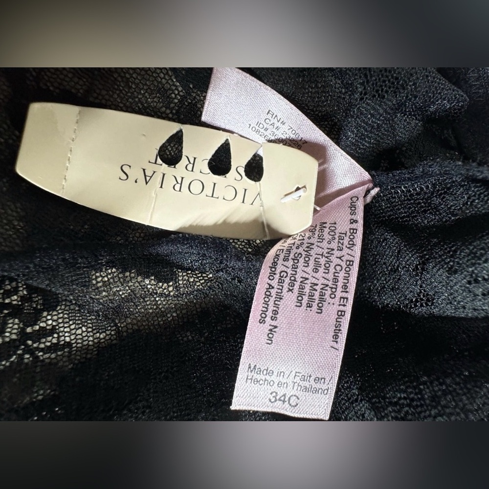Victoria’s Secret Sexy Little Things Black Sheer Ruffle Lingerie Cami 34C - Picture 7 of 10